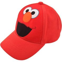 Hell be ready for adventure in this fun toddler hats for boys featuring the famous furry red Muppet : 'Elmo' from the Sesame Street hit show. The bright and colorful toddler boy hat is sure to be a hit for toddler Elmo fans. Designed for toddler boys aged 2-4, this one-size cap features easy-to-use Velcro closure for an adjustable fit. The durable, easy-care cotton twill fabric provides breathable comfort and protection while the curved brim helps to keep the sun out of his eyes. Kids will be dr Elmo Hat, Elmo Characters, Elmo Cookies, Toddler Hats, Girl Baseball Cap, Elmo And Cookie Monster, Street Accessories, Elmo Birthday Party, Oscar The Grouch