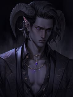 an image of a man with horns and piercings on his head in the dark