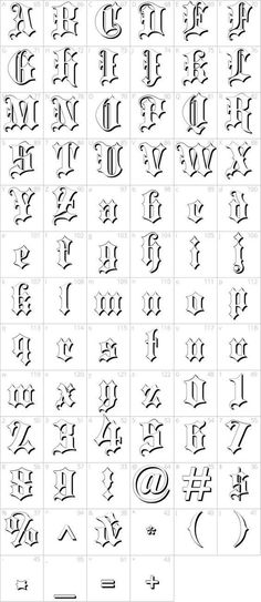 the different types of calligraphy written in cursive writing, including letters and numbers