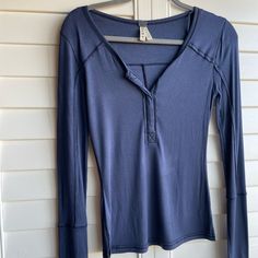 Soft And Cozy Long Sleeve. Brand New Condition Blue Tops For Everyday Fall Wear, Navy Tops For Everyday Fall Wear, Blue Long Sleeve Cotton T-shirt, Blue Long Sleeve Solid Color T-shirt, Blue Long Sleeve Pre-washed Shirt, Blue Long Sleeve Wrinkle-resistant Shirt, Free Tops, Blue Soft-washed Long Sleeve T-shirt, Long Sleeve Tees