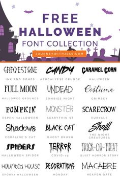 halloween font and numbers are displayed in this poster for the freebien font collection