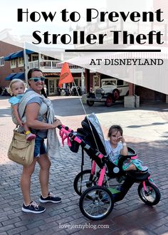 a woman and her daughter are standing next to a stroller with the words, a complete guide to doing disney with a stroller