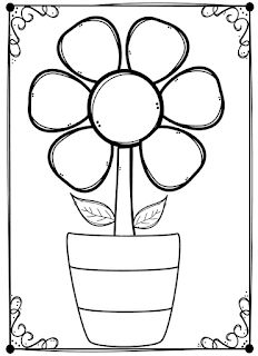 a flower in a pot coloring page