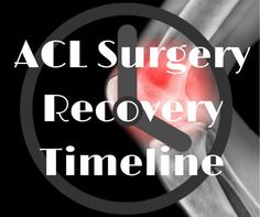 the words acl surgery recovery timeline in front of an x - ray image