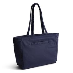 Elevate your everyday style with our Small Hathaway Tote. Designed for the modern woman who values both fashion and functionality, this versatile compact tote offers space for all your essentials while adding a touch of sophistication to any outfit. Step out in style and stay organized on the go with the Small Hathaway Tote. Whether you're heading to the office, running errands, going shopping, traveling or enjoying a day out with friends, our tote offers the perfect combination of style, functionality and convenience to complement your busy lifestyle. Vera Bradley Small Hathaway Tote Bag Women in Blue Navy Nylon Bags For On-the-go, Modern Blue Bag With Functional Pockets, Blue Bags With Functional Pockets For On-the-go, Functional Pockets Shoulder Bag For Daily Use, Shoulder Bag With Functional Pockets, Versatile Bags With Functional Pockets, Versatile Blue Bags With Functional Pockets, Chic Nylon Bags For Work, Chic Nylon Bags For Workwear