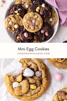 cookies with chocolate eggs and marshmallows in the middle, on top of each other