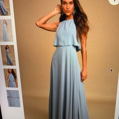 Brand New , Beautiful Formal Gown. Nwt Light Blue Color, Fully Lined Blue Sleeveless Dress For Spring Wedding, Blue Sleeveless Wedding Dress For Spring, Blue Flowy Maxi Dress For Wedding Guest, Light Blue Flowy Sleeveless Maxi Dress, Blue Flowy Maxi Dress For Bridesmaids, Flowy Light Blue Sleeveless Maxi Dress, Light Blue Sleeveless Evening Maxi Dress, Light Blue Sleeveless Maxi Dress For Evening, Blue Flowy Maxi Evening Dress