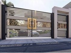 a modern gated entrance to a house