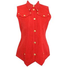 Gianni Versace Jeans Cotton Collar Vest, Red Size 28 Gianni Versace 90s, Cloak Clothing, Red Waistcoat, Versace 90s, Collar Vest, Robes Vintage, Versace Brand, Red Vest, Vintage Vest