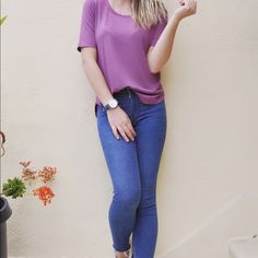 New And Super Soft Tee, The Basic Tee That Was Missing To Complete Your Casual Look. Also Available In Blue, Ivory And Green. High Quality Madewell Like Body, And Super Soft, This Item Is Priced To Sell. Starbucks T Shirt, Lemon Shirt, Embellished Shirt, Purple Tee, Cuddl Duds, Harley Davidson Shirt, Gap Women, Blue Ivory, Basic Tee