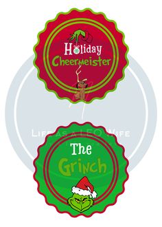 three christmas labels with the words, holiday cheerlister and the grin on them