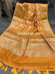 Soft Banarsi dupatta on Chanderi silk by cotton. Banarsi Dupatta, Organza Dupatta, Light Orange, Scarf Wrap, Scarf Accessory, Bathing Beauties, Silk, Purses And Bags, Orange