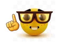 an emoticon with glasses giving the peace sign