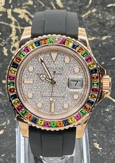 Luxury Watches For Men Most Expensive, Rolex Diamond Watches For Men, Rolex Watches For Men Gold, Rainbow Rolex Watch, Rolex Yachtmaster Rose Gold, 28mm Rolex Watch, Boys Watches, Rolex Yacht Master, Rolex Air King