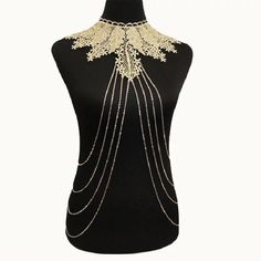 Body Jewelry Festival Body Jewellery, Hot Accessories, Crystal Bra, Body Necklace Chain, Shoulder Jewelry, Gold Body Chain, Shoulder Necklace, Golden Lace, Beaded Bib Necklace