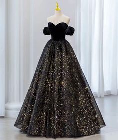 Black tulle sequins long ball gown formal gown · Little Cute · Online Store Powered by Storenvy Fancy Fits, Xxxl Dress, Formal Prom Dress, Sweet 16 Birthday Party, Floor Length Prom Dresses, Special Clothes, Black Tulle, Sweet 16 Birthday, Formal Gown