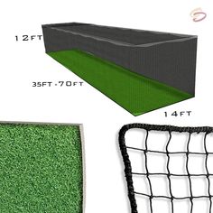 an image of a tennis net with grass on the bottom and green turf in the middle