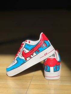 Authentic Air Force 1's hand painted in a Comic style.  Available in any size and color combo! Custom Af1 Ideas, Drip Style, Marvel Shoes, Custom Sneakers Diy, Af1 Custom, Custom Af1, Custom Painted Shoes, Authentic Jordans, Nike Fashion Shoes