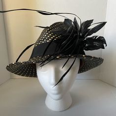 Beautiful Fedora Style Women's Hat By Misa Harada London. It Is New With Tags, Though Was On Display At Store And May Have Been Tried On. Black And Natural Color - Hand Woven In Ecuador. Uncertain If It Is Hemp, Straw Or Another Woven Material. Has A Smooth Feel, The Quality Is Much Better Than A Straw. . Black Band And Flower. Tag Says - Lawrence. Size Is - 7 And 1/8 Or 58 Cm. Smoke Free Home. Questions Welcome. Fitted Black Straw Hat With Wide Brim, Fitted Black Fedora Straw Hat, Fitted Black Brimmed Straw Hat, Black Fedora Straw Hat For Kentucky Derby, Black Fedora With Curved Brim For Kentucky Derby, Black Fedora For Kentucky Derby With Curved Brim, Black Formal Straw Hat With Flat Brim, Formal Black Straw Hat With Flat Brim, Gold Fedora Straw Hat For Party