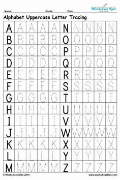 the alphabet uppercase letter traceing worksheet is shown in black and white