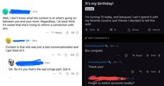 two screenshots of the same texting on one screen and another with an image of someone's birthday