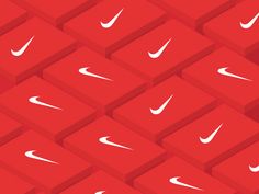 the nike logo is shown on red blocks