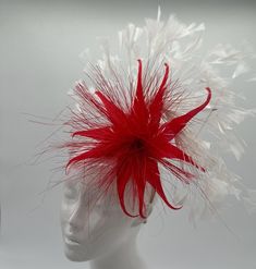 Handmade by Featured Milliner of The Kentucky Derby Museum 2023 & 2024! Red and White feathers  Attaches with headband.  Not taking customs this year--Derby 150 is going to be massive and mom life keeps me running! However, happy to suggest pieces that will coordinate with your outfit. If you don't love the way this attaches to your head--message me!  I can swtich *most* pieces to your preference. Clip, Headband OR Elastic Cord  NOTE: Heavier pieces with extravagant florals etc require the stability of a headband. NO RETURNS/EXCHANGES due to nature of product (special occasion and head wear). Not all screens/lighting are created equal. Make sure you are happy with the color match before ordering! If you have any concerns, let me know--here to help. Just say the word. Ostrich Feather Mini Hats For Races, Red Feathered Fascinator For Kentucky Derby, Adjustable Red Fascinator With Feathers, Red Adjustable Fascinator With Feathers, Adjustable Red Feathered Fascinator, Red Feathered Mini Hat For Evening, Red Evening Mini Hat With Feathers, Ostrich Feather Mini Hat For Royal Ascot Races, Red Feathered Fascinator For Formal Occasions