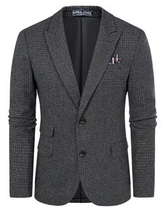 PRICES MAY VARY. Design: Long sleeve, Peak lapel, Two button closure, Open left chest pocket, printed square scarf, Three patch pockets, full lining. You should remove the stitches to open the pockets before wearing your new suit jacket. Herringbone Tweed: The men's tweed blazer is herringbone fabric, This presents a diagonal herringbone pattern, Which looks like a zigzag. The houndstooth pattern is classic and stylish. Match: The wool blend blazer is a timeless look.It's great with dress shirts Argyle Sweater Vest, Herringbone Blazer, Herringbone Fabric, Herringbone Tweed, Fashion Man, Black Houndstooth, Jeans Casual, Sports Blazer, Houndstooth Pattern