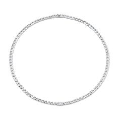 18k gold plain chain link necklace with round diamond center.  .34ct round diamond  16" in length #AKCHN-RD White Rose Gold, Chain Link Necklace, Link Necklace, Round Diamond, Chain Link, Round Diamonds, Choker, 18k Gold, Silver Necklace