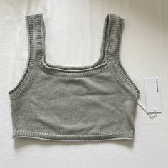 Completely New/Unworn- Originally Bought As Part Of A Matching Cardigan/Top Set (~200$) But Ended Up Only Wearing The Cardigan Because This Was Just A Little Too Cropped For My Taste. 100% Cotton Gray Knit Tops For Summer, Knitted Tops For Everyday Spring Wear, Gray Knit Top For Summer, Gray Knitted Top For Spring, Spring Gray Knitted Top, Casual Everyday Knitted Tops, Casual Gray Knit Tops, Cardigan Top, Crop Tank