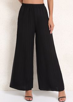 Casual Pleated Pants For Party, Black Wide-leg Pleated Pants, High-waisted Black Pleated Pants, High Waist Black Pleated Pants, Black Wide Leg Pleated Pants, Black Pleated Wide Leg Pants For Summer, Pleated Black Wide Leg Pants For Summer, Casual Black Pleated Wide Leg Pants, Casual Black Wide Leg Pleated Pants