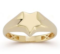 Let her light shine with a gift of this glossy star signet ring in 14K gold. From Luminosa. Gold Flats, Gold Star, Gold Stars, Signet Ring, Stackable Rings, Womens Jewelry Rings, Gold Plating, Gold Finish, Christmas Ideas