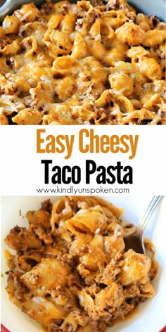 easy cheesy taco pasta in a casserole dish