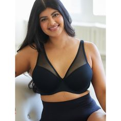 The Jolene is your secret weapon for effortless confidence, designed to fit everyone like a glove. This modern full-coverage bra features a mesh overlay and built-up straps for a stylish touch. Molded foam cups contour to your body for a flawless fit, and the underwire cups provide all-day support. The cushioned hook-and-eye closure at the back adds extra comfort. Choose The Jolene for a bra you can count on! Full Coverage Mesh Bra With Padded Cups, Mesh Full Coverage Bra With Removable Pads, Fitted Full Coverage Mesh Bra, Push-up Mesh Bra With Medium Bust Support, Mesh Push-up Bra With Medium Bust Support, Fitted Mesh Bra With Removable Pads, Black Full Coverage Nylon Bra, Black Nylon Full Coverage Bra, Black Nylon Bra With Padded Cups