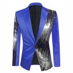 The shiny sequin design of the color block blazers can make your outfit more eye-catching. You can pair the sequin sports coat with shiny pants and button shirts for parties, stage performance or dancing events. The color block sports coats are suitable for parties, dancing, stage performance, costume, wedding parties, festival celebrations, etc. Blazer Men Casual, Patchwork Suit, Casual Blazer Men, Wedding Party Dinner, Black Blazer Men, Mens Casual Suits, Printed Hoodie Men, Hoodies Men Style, Mens Blazer Jacket