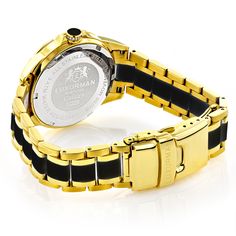 Diamond Men's & Women's Black Ceramic Watches: This unique Yellow Gold Plated Luxurman Galaxy Midsize Diamond Watch showcases 1.25 carats of genuine diamonds. This unisex Luxurman diamond watch watch is made with a unique combination of 18K yellow gold plated stainless steel and black ceramic, featuring a precise Swiss made movement, this sleek and quality made Galaxy watch comes with a 5 years manufacturers warranty! This stylish Luxurman watch is water resistant to 3 ATM and can be worn by bot Pink Moth, Diamond Watches Women, Ceramic Watch, Diamond Watch, Black Ceramic, Sparkle Diamonds, Real Diamonds, Italian Charm Bracelet, Quartz Movement