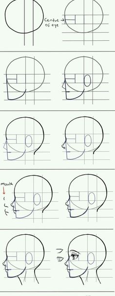 how to draw an anime character's head with different angles and haircuts