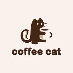 a coffee cat logo with the words coffee cat on it's back and an image of