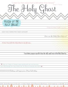 The Hill Family: Holy Ghost Lesson Womens Day Ideas, Bible Planning, Ghost Ideas, Yw Handouts, October Lessons, Bible Worksheets, Kids Sunday School Lessons