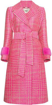 Fashion Look Featuring Marchesa Cocktail Dresses and Max Mara Coats by bevhillsmag - ShopStyle Fendi Coat, Pink Coats, Look Rose, Houndstooth Coat, Mink Coat, Mink Fur Coat, Hounds Tooth