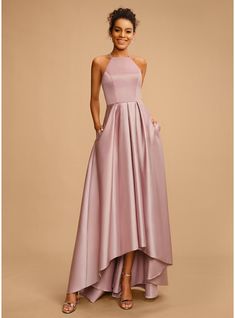 JJ's House Satin High Neck <=100 Fall Spring Summer Winter A-line General Plus Pockets Back Zip Beautiful Back Simple Minimalist Dusty Rose Height:5.8ft（176cm） Bust:32in（82cm）Waist:24in（61cm）Hips:35in（89cm） No Asymmetrical Pink Model Name:Lerina  Height:5.7ft（172cm）. #JJ's House #Satin #HighNeck #<=100 #Fall #Spring #Summer #Winter #Aline #General #Plus #Pockets #BackZip #BeautifulBack #Simple #Minimalist #DustyRose #No #Asymmetrical #Pink Formal Dresses With Pockets, Dusty Pink Satin Bridesmaid Dresses, Asymmetrical Prom Dress, Satin Prom Dresses, A Line Prom Dresses, Prom Dresses Online, Satin Prom Dress, Guest Dress, Junior Bridesmaid Dresses