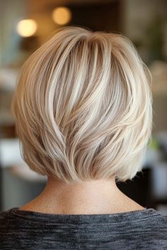 10. Golden Blonde Layered Bob (Short Hairstyles For Older Women With Fine Hair) - Short Hairstyles For Older Women With Fine Hair Short Hairstyles For Older Women, Fine Hair Cuts, Short Haircuts For Older Women, Short Hairstyles Over 50, Haircuts For Older Women, Hair Color Remover, Hairstyles For Older Women