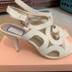 Brand New, Never Worn. Beautiful Stylish High Heels. Bandolino White Sandal High Heel, 4” Heel Height. White High Heel Sandals, White Sandal, White High Heels, White Sandals, Heel Sandal, High Heel Sandals, Shoes Women Heels, High Heel, Sandals Heels