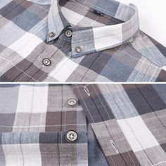 Casual Gradient Plaid Long Sleeve Shirt Features：  Product ID:LS0002 Material:Cotton Season:Spring,Summer,Autumn,Winter Color:Blue,Yellow  Size Chat： Gray Summer Shirt With Buttons, Gray Buttoned Shirt For Summer, Gray Cotton Shirt With Collar, Gray Shirt With Casual Collar For Spring, Casual Gray Top With Spread Collar, Summer Plaid Shirt With Buttons, Plaid Long Sleeve Shirt, Winter Color, Long Sleeve Plaid Shirt