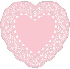 a pink heart shaped doily on a white background