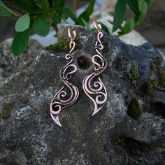 handmade copper earrings are made in wire wrap technique using high temperature soldering and cold forging Wire Wrap Techniques, Soft Soldering, Hammered Copper Earrings, Copper Wire Art, Earrings Ideas, Pinterest Diy Crafts, Soldering Jewelry, Wrapped Earrings, Diy Wire Jewelry