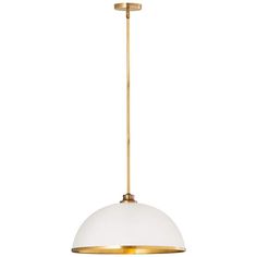 a white and gold pendant light hanging from the ceiling