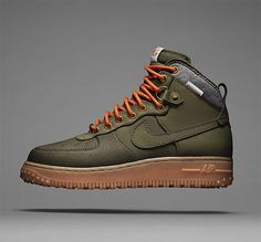 The high-cut sneakers trend is back and with the Nike Air Force 1 Duckboot its reimagining is cleverly practical as an all-weather boot. With a wool collar, heavier and thicker sole lugs, full-grain leather upper coated with Watershield to make it snow, rain and sleet resistant. Available on Nike Free Run 2, Nike Boots, Peplum Tops, Nike Free Run, Roshe Run, Nike Lunar, Nike Roshe Run, Nike Air Force Ones, Nike Free Runs