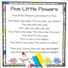 five little flowers poem for kids