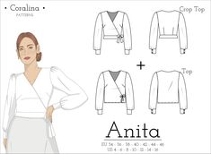 the front and back view of anitta sewing pattern